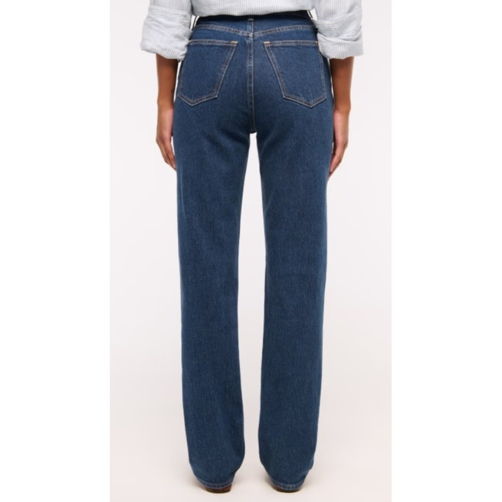 ABERCROMBIE & FITCH Curve High Rise 90s Straight Jeans Dark Marble Women Size 27 - Picture 2 of 15
